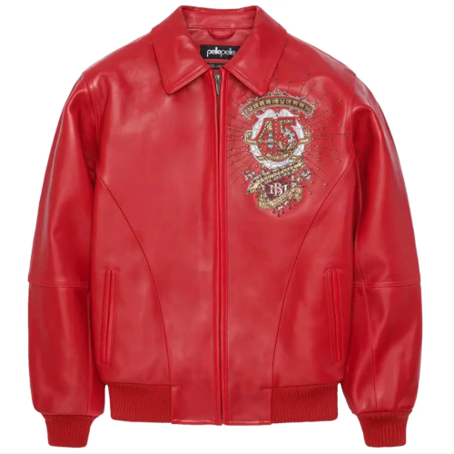 Wholesale Custom High Street Men's 100% Genuine Plush Leather Bomber Jacket OEM Flame Rhinestones Embroidery Varsity Jacket