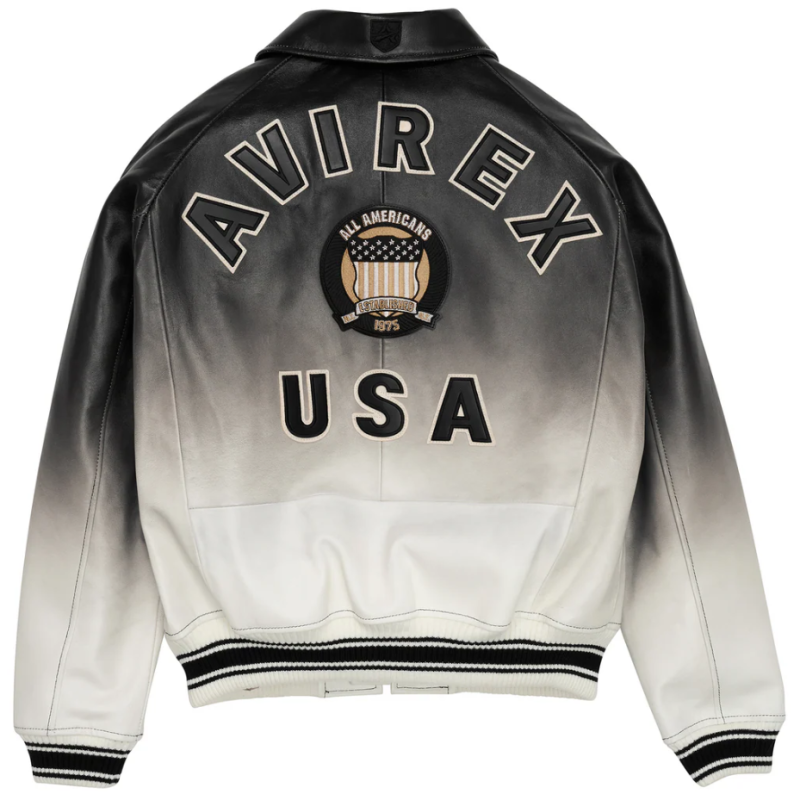 Custom USA Size Gradient Color Lambskin aviator Bomber Jacket  OEM Men's Leather Varsity Jacket Manufacturer