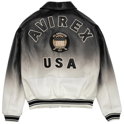 Custom USA Size Gradient Color Lambskin aviator Bomber Jacket  OEM Men's Leather Varsity Jacket Manufacturer