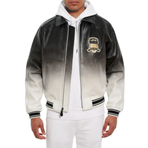 Custom USA Size Gradient Color Lambskin aviator Bomber Jacket  OEM Men's Leather Varsity Jacket Manufacturer