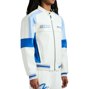 Custom Men's Lambskin Leather Leather Racing Jacket  OEM Embroidery Varsity Bomber Jacket Manufacturer