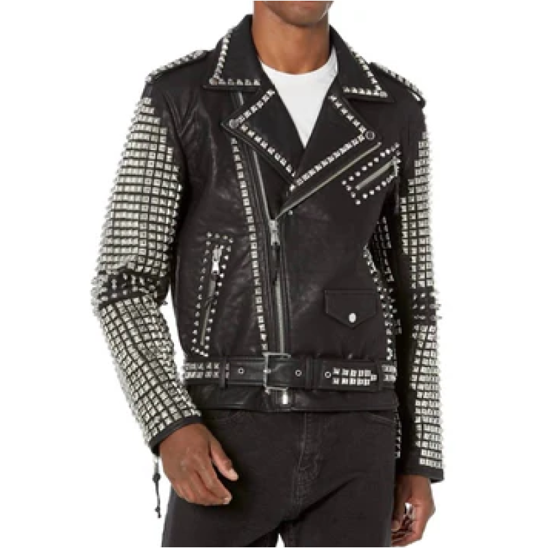 Custom Men's Faux Leather Biker Jacket OEM Heavy Rivet Embroidery Desdign Motor Biker Jacket Manufacturer