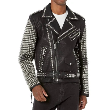 Custom Men's Faux Leather Biker Jacket OEM Heavy Rivet Embroidery Desdign Motor Biker Jacket Manufacturer