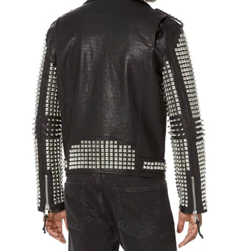 Custom Men's Faux Leather Biker Jacket OEM Heavy Rivet Embroidery Desdign Motor Biker Jacket Manufacturer