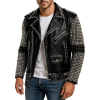 Custom Men's Faux Leather Biker Jacket OEM Heavy Rivet Embroidery Desdign Motor Biker Jacket Manufacturer