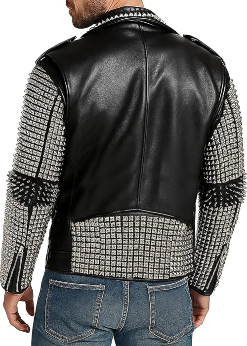 Custom Men's Faux Leather Biker Jacket OEM Heavy Rivet Embroidery Desdign Motor Biker Jacket Manufacturer