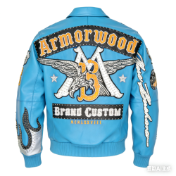 OEM Lambskin Applique Embroidery Rhinestone Varsity Leather Jacket  Manufacturer
