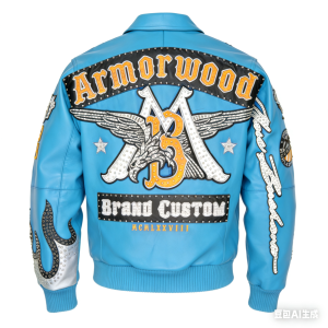 OEM Lambskin Applique Embroidery Rhinestone Varsity Leather Jacket  Manufacturer