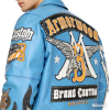 OEM Lambskin Applique Embroidery Rhinestone Varsity Leather Jacket  Manufacturer
