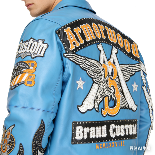 OEM Lambskin Applique Embroidery Rhinestone Varsity Leather Jacket  Manufacturer