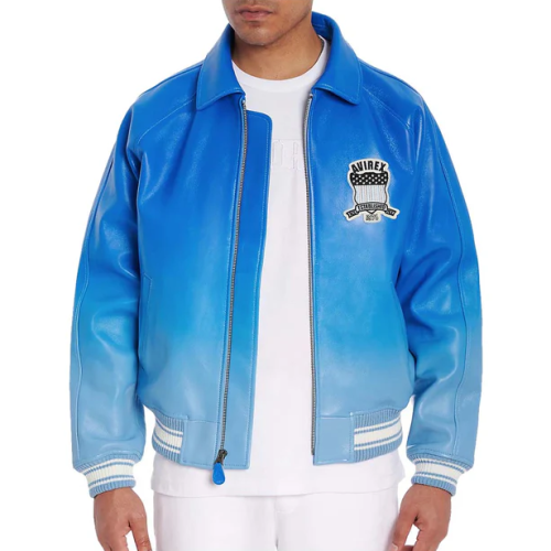 Custom Men's Lambskin Ombre Leather Aviator Jackets OEM Embroidery Varsity Jacket Manufacturer