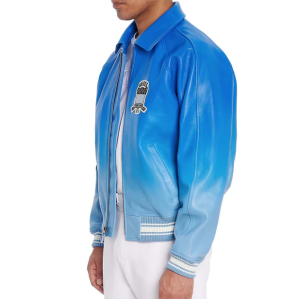 Custom Men's Lambskin Ombre Leather Aviator Jackets OEM Embroidery Varsity Jacket Manufacturer