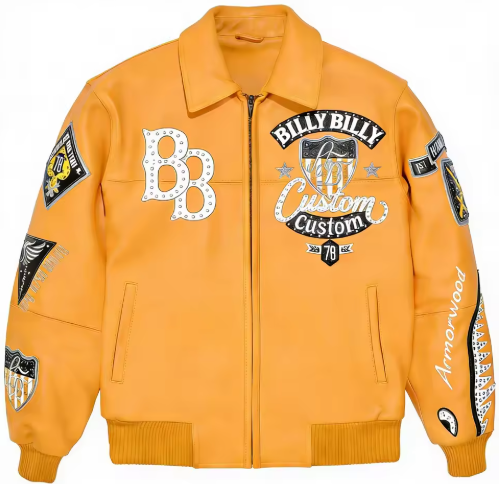 OEM Embroidered Leather Bomber Jacket Custom Men's 100% Lambskin Leather Hip Hop Streetwear