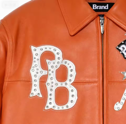 OEM Embroidered Leather Bomber Jacket Custom Men's 100% Lambskin Leather Hip Hop Streetwear