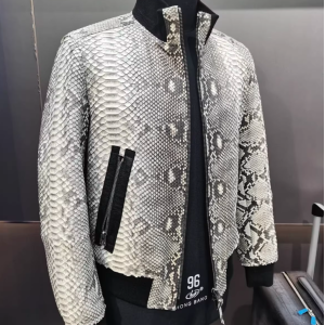 Custom Luxury Genuine Python Skin Jacket OEM Snake Leather Jacket for Men Manufacturer