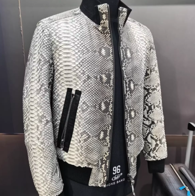 Custom Luxury Genuine Python Skin Jacket OEM Snake Leather Jacket for Men Manufacturer