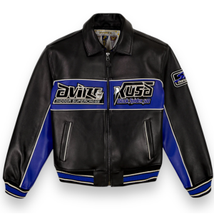 OEM Men's Sheepskin Leather Jacket Single-Breasted Pathcwork Embroidery Aviator Jacket