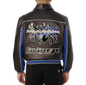 OEM Men's Sheepskin Leather Jacket Single-Breasted Pathcwork Embroidery Aviator Jacket