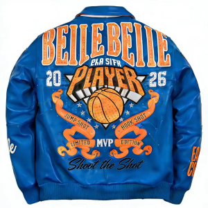 OEM Men's Luxury Applique Baseball Player Leather Varsity Jacket Custom Rhinestone Lambskin Leather Bomber Jacket