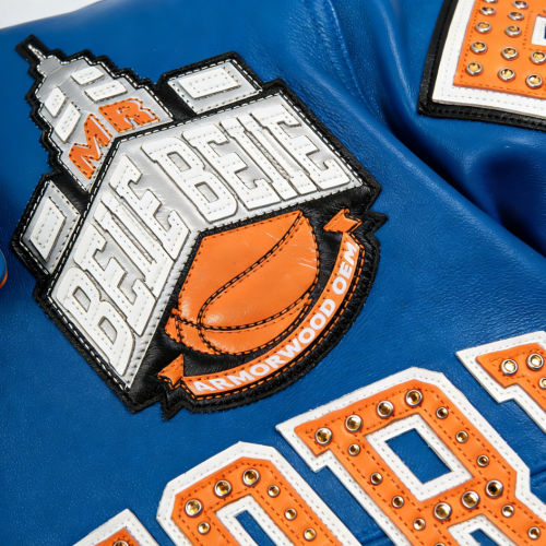 OEM Men's Luxury Applique Baseball Player Leather Varsity Jacket Custom Rhinestone Lambskin Leather Bomber Jacket