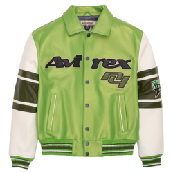 Custom Men's Casual 3D Embroidered Outwear Sheepskin Leather Varsity High Street Jacket Manufacturer