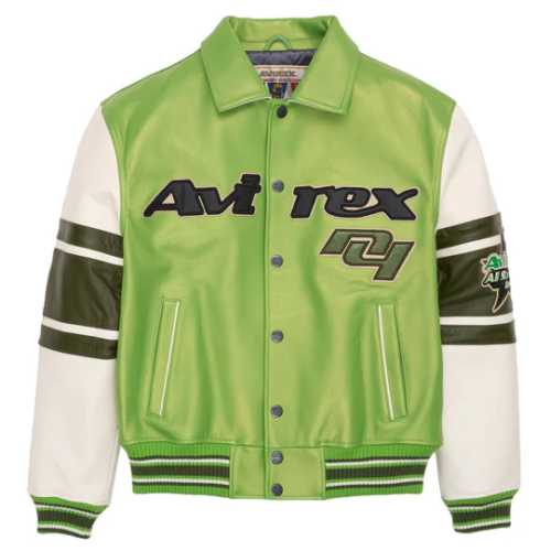 Custom Men's Casual 3D Embroidered Outwear Sheepskin Leather Varsity High Street Jacket Manufacturer