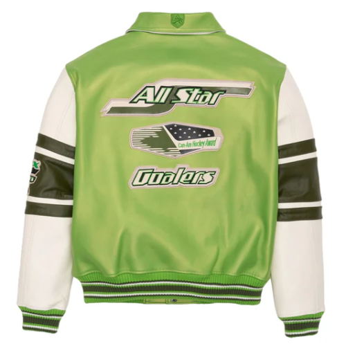 Custom Men's Casual 3D Embroidered Outwear Sheepskin Leather Varsity High Street Jacket Manufacturer