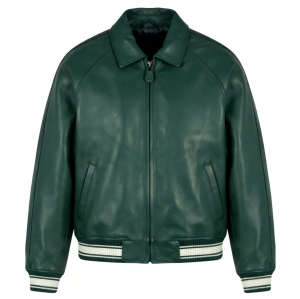 Custom Hunter Green Sheepskin Varsity Coats for Men OEM Lambskin Genuine Leather Jackets Outwear