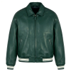 Custom Hunter Green Sheepskin Varsity Coats for Men OEM Lambskin Genuine Leather Jackets Outwear