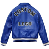 Custom Men's 3D Embroidered Outwear Sheepskin Leather Varsity Jacket with Zipper Closure Windproof