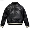 Custom Men's 3D Embroidered Outwear Sheepskin Leather Varsity Jacket with Zipper Closure Windproof
