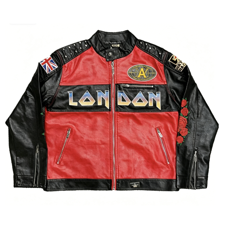 OEM Men's Streetwear Jacket Manufacturer Custom Plus Size Men's Applique Embroidery Printed Lambskin Leather Aviator Jacket