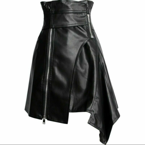OEM Women Genuine Leather Skirts Wholesale Custom Studded Quilted Black Lambskin Leather Mini Skirt Manufacturer