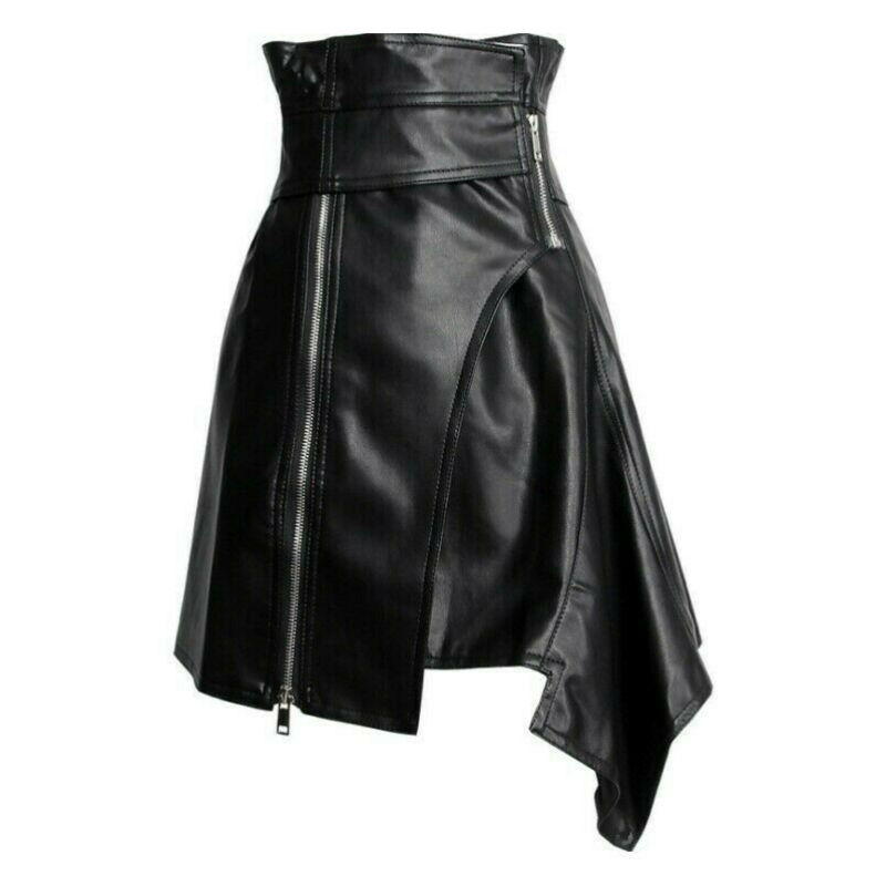 OEM Women Genuine Leather Skirts Wholesale Custom Studded Quilted Black Lambskin Leather Mini Skirt Manufacturer
