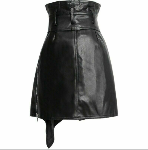 OEM Women Genuine Leather Skirts Wholesale Custom Studded Quilted Black Lambskin Leather Mini Skirt Manufacturer