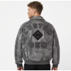 Low MOQ Custom Distressed Croc Exterior Lambskin Aviator Jacket for Men OEM Embroidery Leather Bomber Jacket Manufacturer