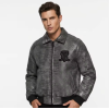 Low MOQ Custom Distressed Croc Exterior Lambskin Aviator Jacket for Men OEM Embroidery Leather Bomber Jacket Manufacturer