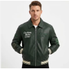 Leather Garments Manufacturer Custom Vintage Leather Varsity Jacket for Men OEM Plain Embroidery Bomber Jacket