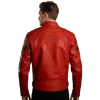 Custom Embossed Red Cowhide Racing Leather Jacket Private Label OEM Biker Motorcycle Coat For Men Wholesale Manufacturer