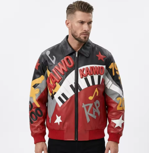 High Quality Leather Garments Manufacturer Custom Sheepskin Patchwork Two-Tone Varsity Leather Jackets for Men