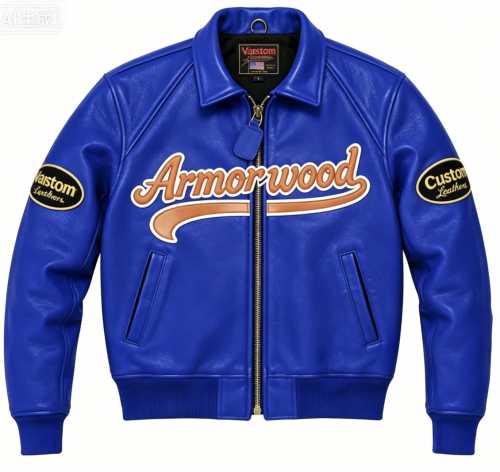 Manufacturer OEM Applique Embroidery Varsity Jacket for Men Streetwear Custom Lambskin Rhinestone Leather Bomber Jacket