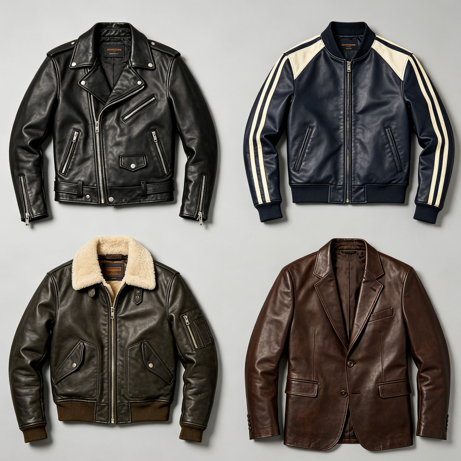 Various styles men vegan PU leather jackets biker racing aviator blazer