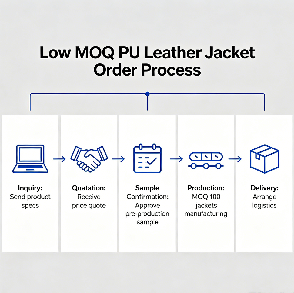 Low MOQ wholesale custom vegan PU leather jacket order service