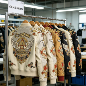 Custom Luxury Embroidered Sheepskin Bomber Jacket | Premium Genuine Leather Outerwear for Men