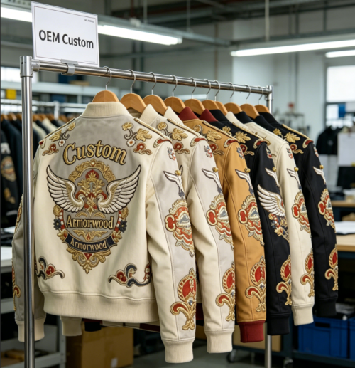 Custom Luxury Embroidered Sheepskin Bomber Jacket | Premium Genuine Leather Outerwear for Men