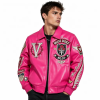 Manufacturer OEM Applique Embroidery Varsity Jacket for Men Streetwear Custom Rhinestone  Lambskin Jacket