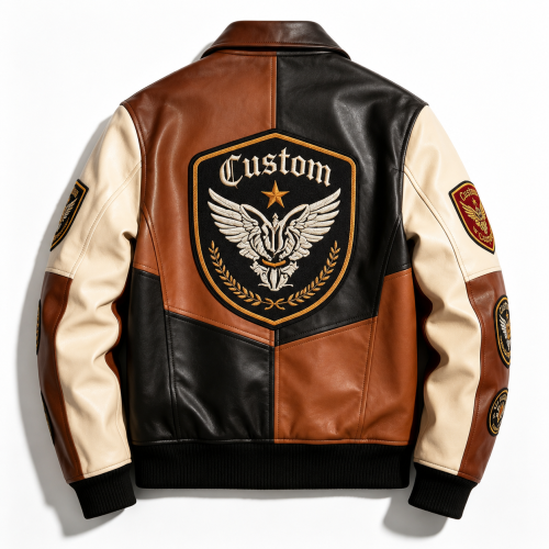 Leather Garments Manufacturer Custom Men's  Leathers Spider Cowhide  Bomber Jacket