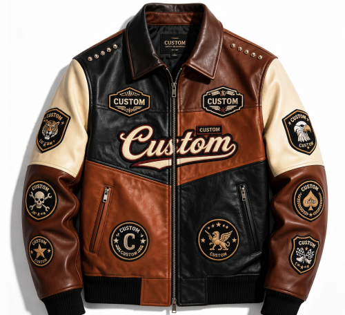Leather Garments Manufacturer Custom Men's  Leathers Spider Cowhide  Bomber Jacket