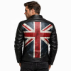 OEM Men's Distressed Leather Biker Jacket Custom Vintage UK Flag Printed Motorcycle Coat