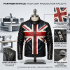 OEM Men's Distressed Leather Biker Jacket Custom Vintage UK Flag Printed Motorcycle Coat